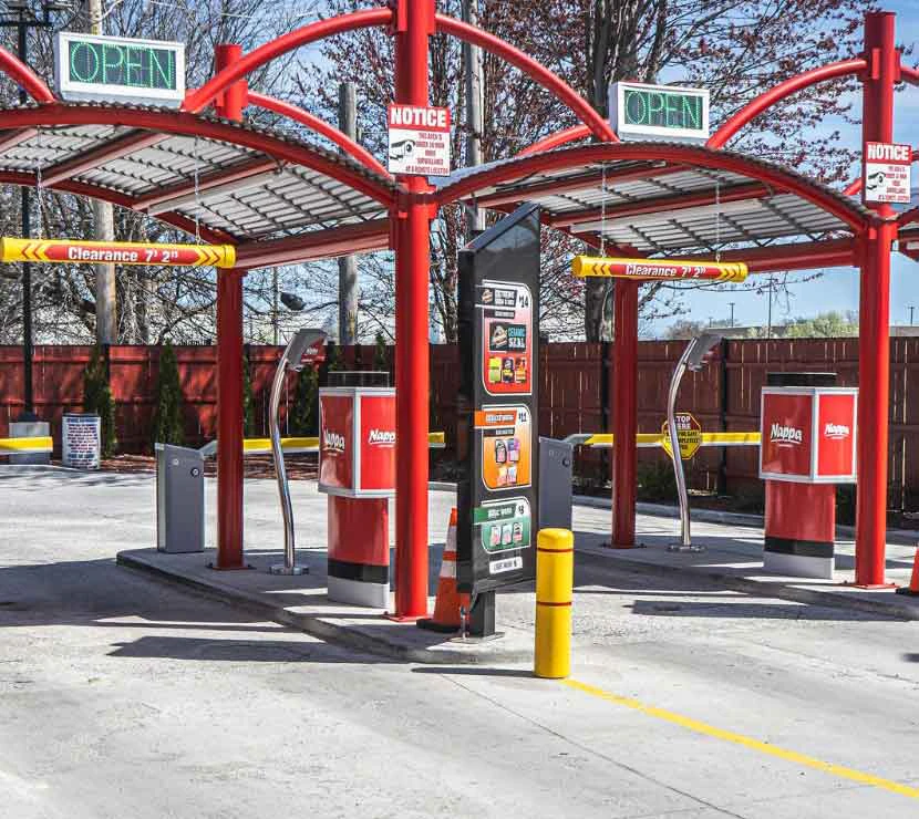 Payment kiosks at the Pershing Road Nappa Car Wash.